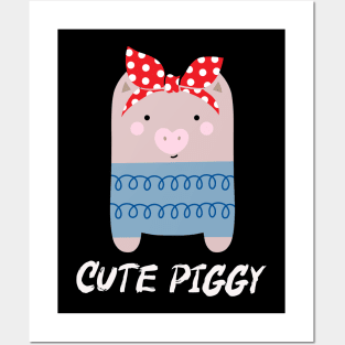 Cute Piggy with bandana i love piggy Posters and Art